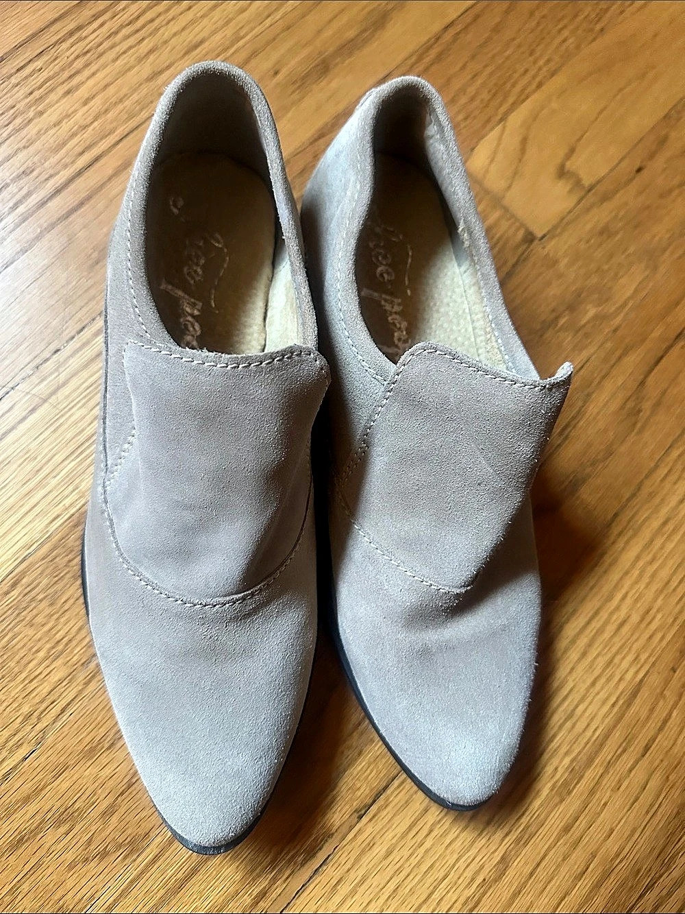 Free People Brady Slip-On Loafer Pointed Toe Taupe Suede Sz 39